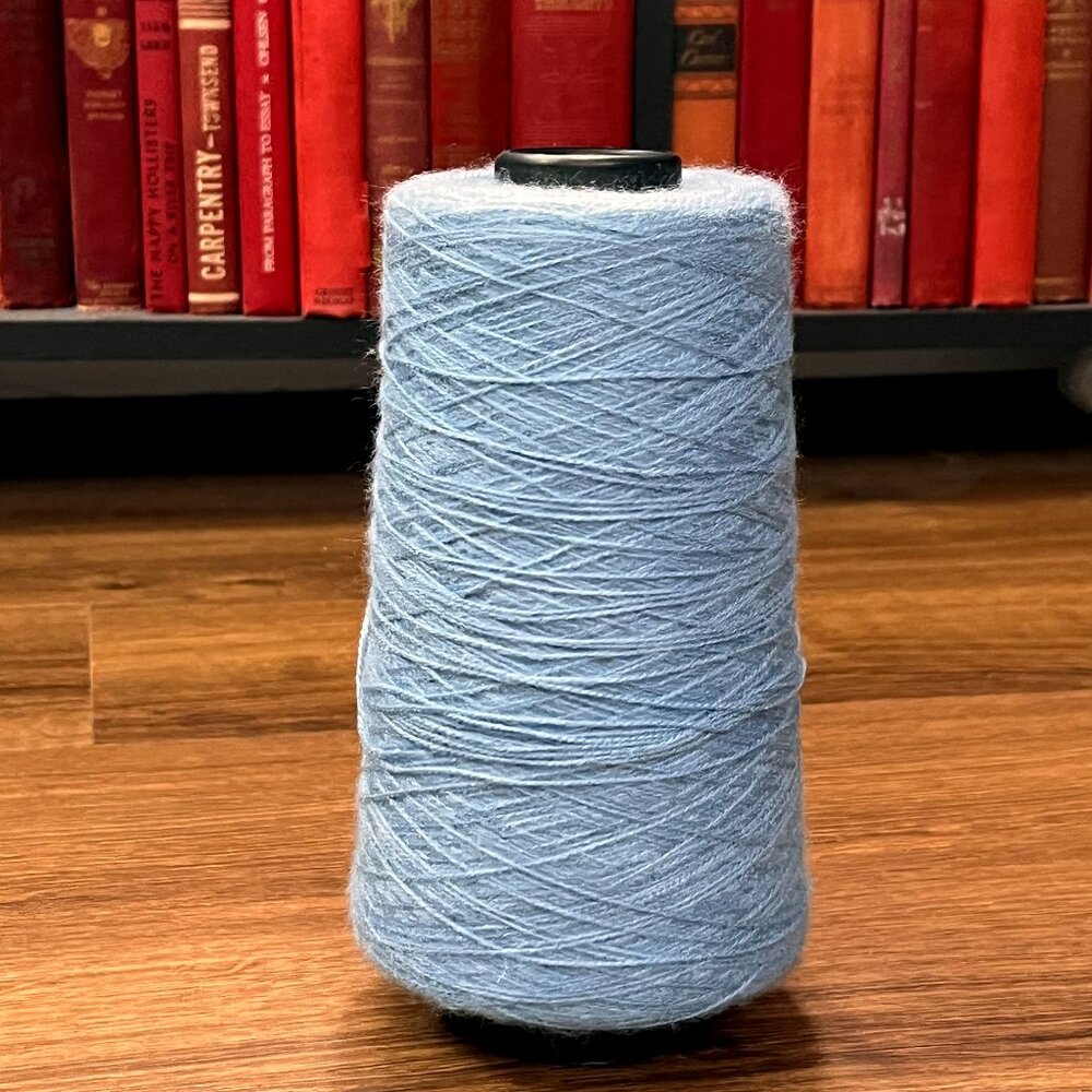 Brushed Cotton Blend Fiber Blue Fingering Weight Yarn Cone